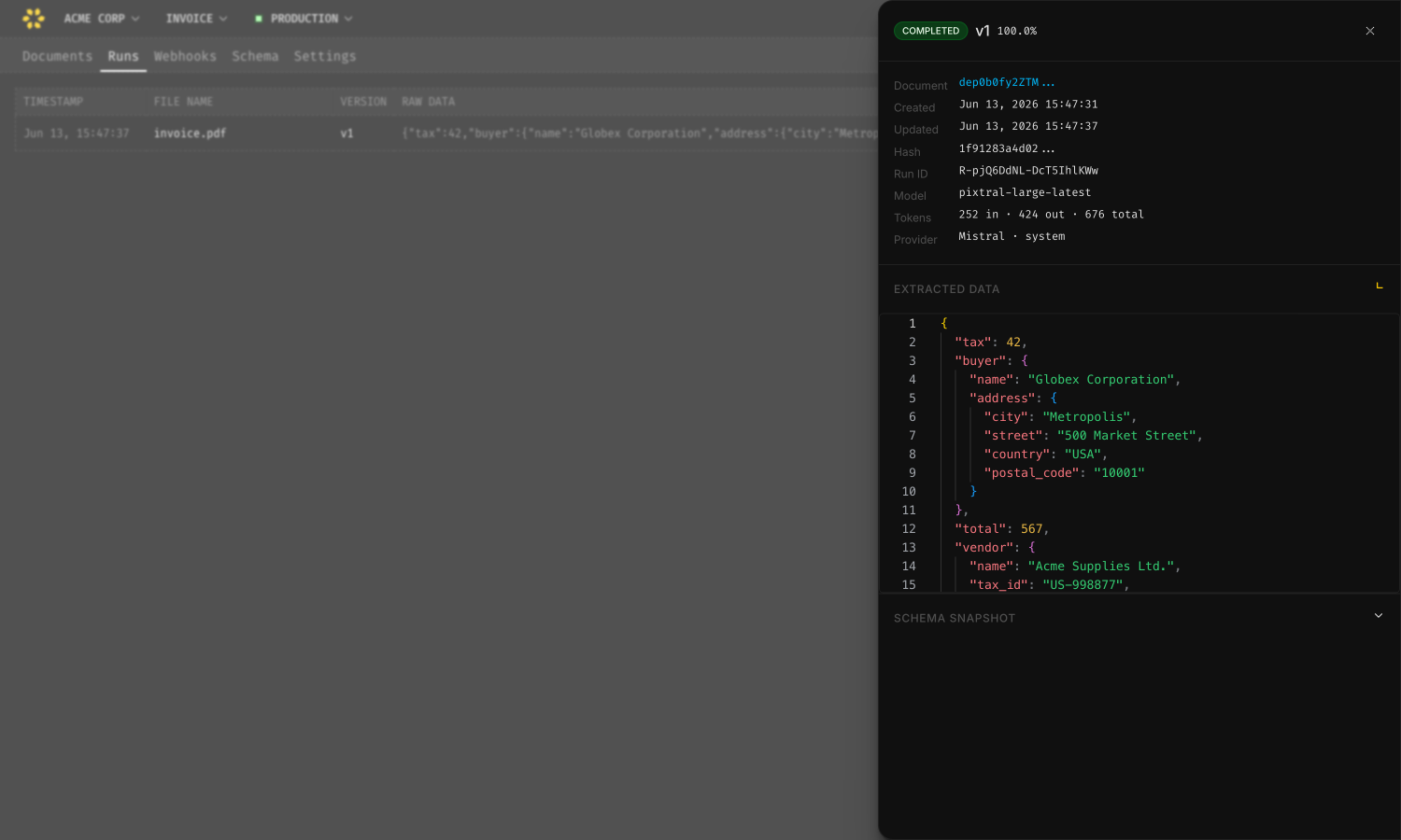 Viewing extracted data