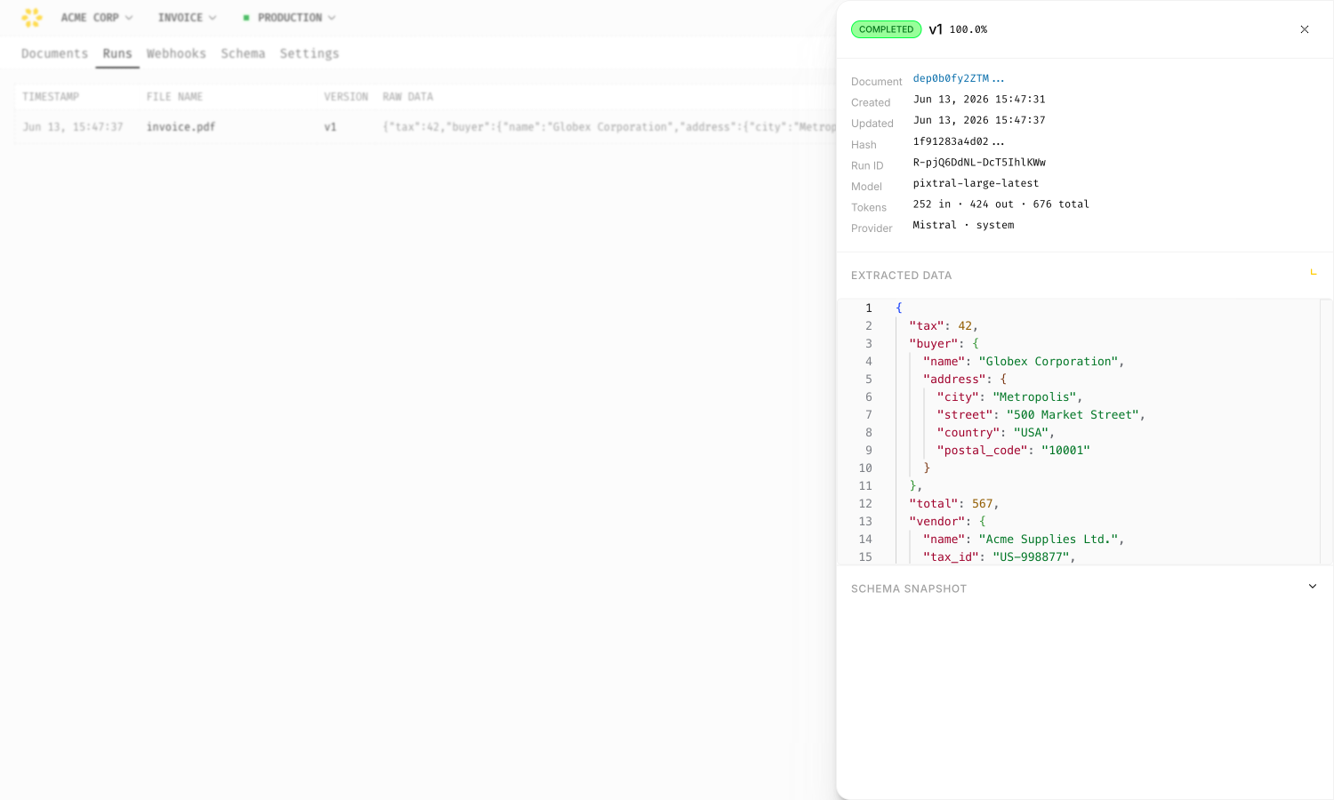 Viewing extracted data