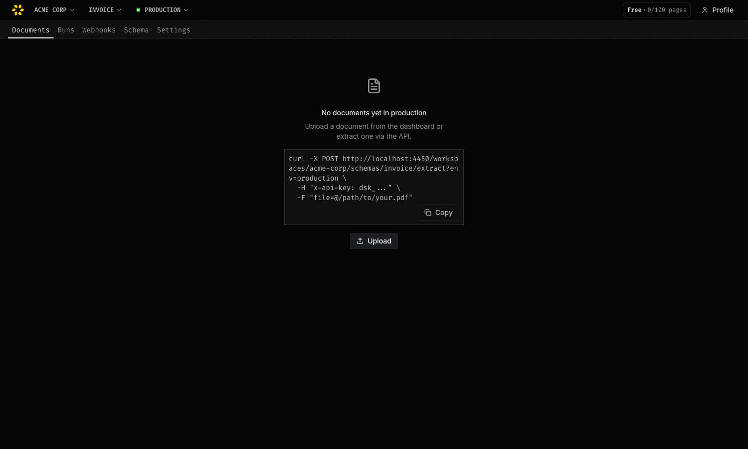 Uploading a document