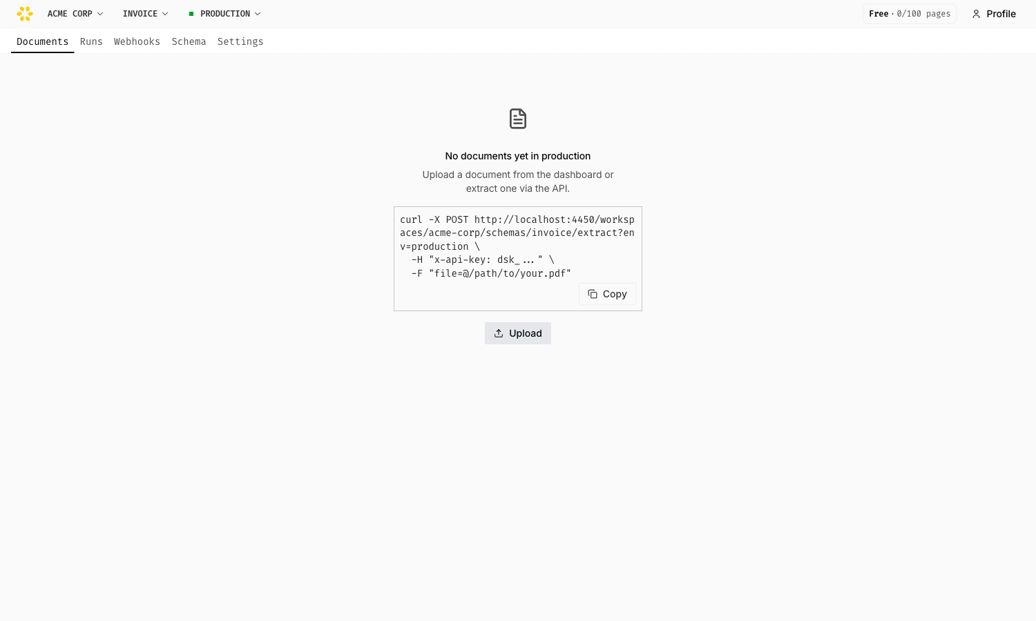Uploading a document